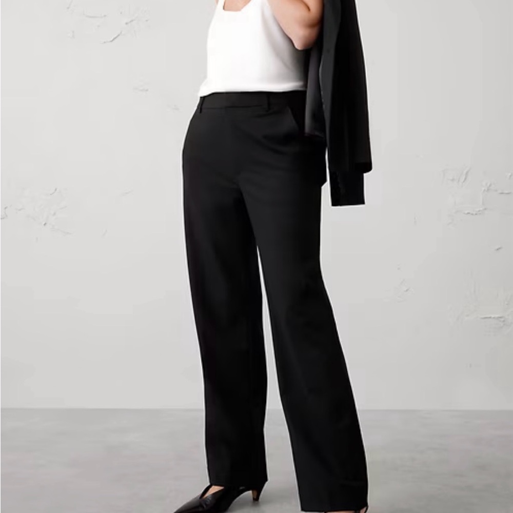 Banana Republic Factory High Rise Straight Sculpted Trouser, Black, Size 14